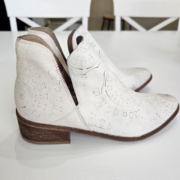 White Cowhide Ankle Bootie - Picture 2 of 8